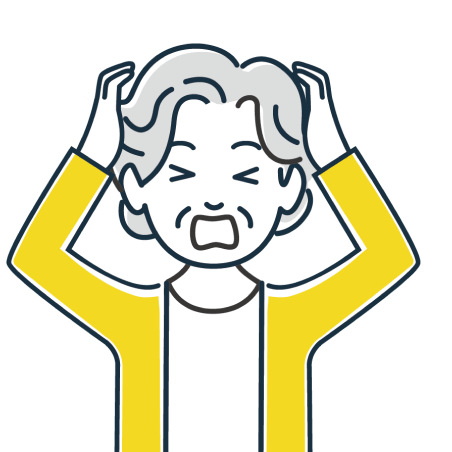 困っているおばあさんの絵